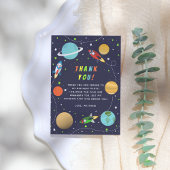 Blast Off! Rocket Ship Birthday Party Dankeskarte