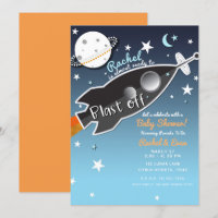 Blast Off Rocket Ship Space Baby Dusche