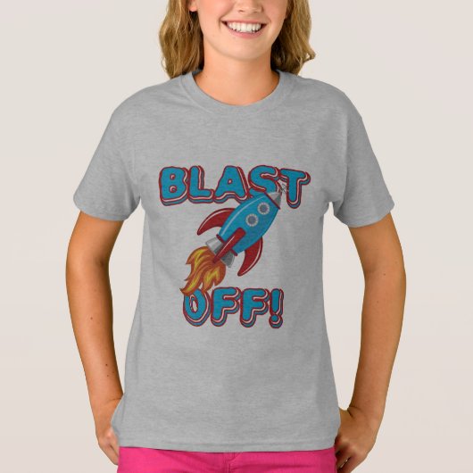 Blast Off Rocket Ship T-Shirt (Vorderseite)