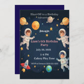 Blast Off Space Adventure Kids 6th Birthday Party Einladung (Vorne/Hinten)
