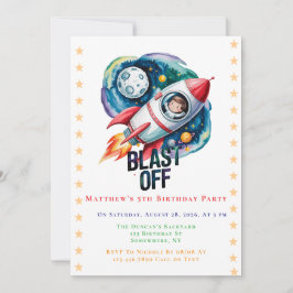 "Blast Off Space Boy Astronaut Birthday Party" Einladung