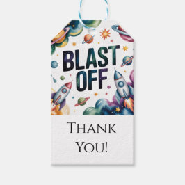 "Blast Off Space Boy Astronaut Birthday Party" Geschenkanhänger