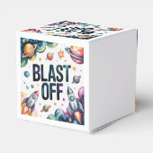 "Blast Off Space Boy Astronaut Birthday Party" Geschenkschachtel (Rückseite)