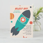 Blast-Off-Space-Einladung Einladung (Stehend Vorderseite)