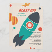 Blast-Off-Space-Einladung Einladung (Vorne/Hinten)