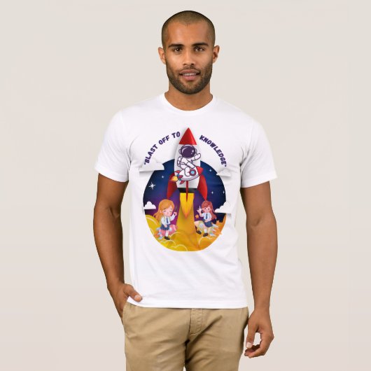 "Blast Off to Knowledge Rocket Schoolgirl T - Shir T-Shirt (Vorne ganz)