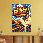 BLAST! Retro-Pop-Art-Raketenexplosion Leinwanddruck (Insitu (Wohnzimmer))