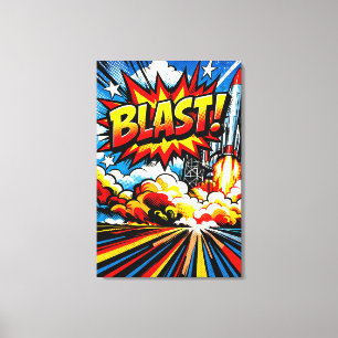 BLAST! Retro-Pop-Art-Raketenexplosion Leinwanddruck