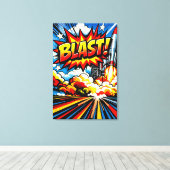 BLAST! Retro-Pop-Art-Raketenexplosion Leinwanddruck (Insitu (Holzboden))