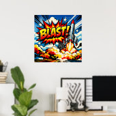 BLAST! Retro-Pop-Art-Raketenexplosion Poster (Heimbüro)