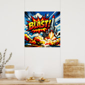 BLAST! Retro-Pop-Art-Raketenexplosion Poster (Küche)