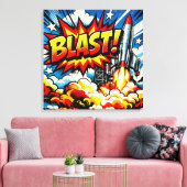 BLAST! Retro Pop Art Rocket Explosion Leinwanddruck (Insitu (Wohnzimmer))