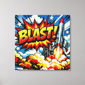 BLAST! Retro Pop Art Rocket Explosion Leinwanddruck (Vorderseite)