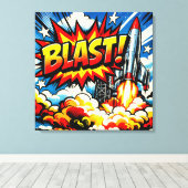 BLAST! Retro Pop Art Rocket Explosion Leinwanddruck (Insitu (Holzboden))