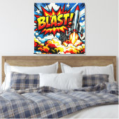 BLAST! Retro Pop Art Rocket Explosion Leinwanddruck (Insitu (Schlafzimmer))