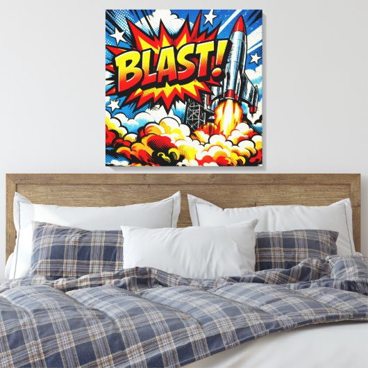 BLAST! Retro Pop Art Rocket Explosion Leinwanddruck (Insitu (Schlafzimmer))