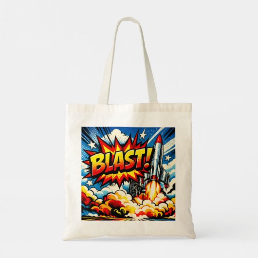 BLAST! Retro Pop Art Rocket Explosion Tragetasche (Rückseite)