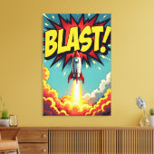 BLAST! Vintage-Comic-Raketenexplosion Leinwanddruck (Insitu (Wohnzimmer))