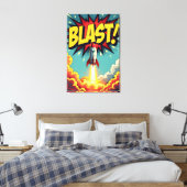 BLAST! Vintage-Comic-Raketenexplosion Leinwanddruck (Insitu (Schlafzimmer))