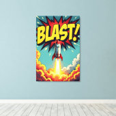 BLAST! Vintage-Comic-Raketenexplosion Leinwanddruck (Insitu (Holzboden))