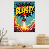 BLAST! Vintage Comic Style Rocket Explosion Poster (Küche)