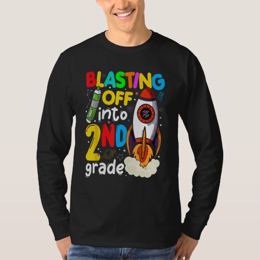 Blasting Off Into 2nd Grade Cute Team Second Grade T-Shirt (Vorderseite)