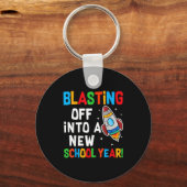 Blasting Off Into A New School Year First Day Teac Schlüsselanhänger (Vorderseite)