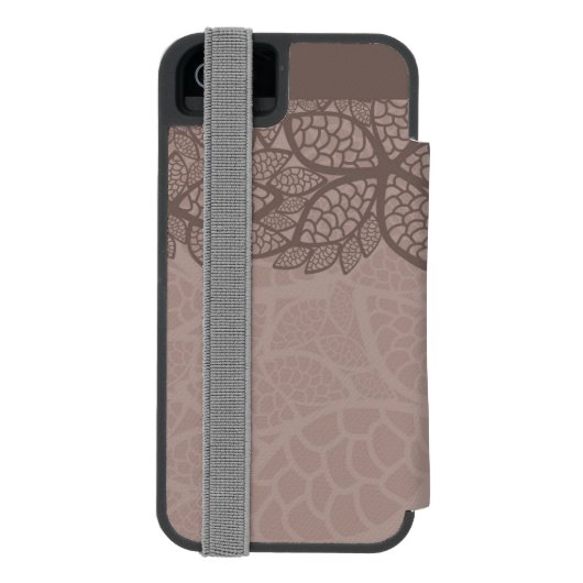 Blatmustergrenze und -hintergrund incipio iPhone Geldbeutel-Hülle (Folio Rückseite)