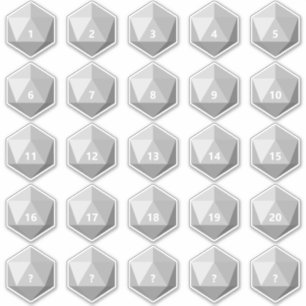 Blatt 25 Benutzerdefinierter Text D20 Die Weißes Aufkleber