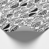 Blatt-Blatt-Muster Schwarz-ID495 Geschenkpapier (Ecke)