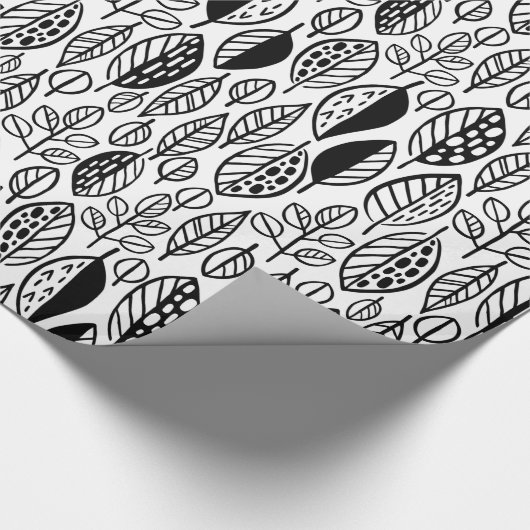 Blatt-Blatt-Muster Schwarz-ID495 Geschenkpapier (Ecke)