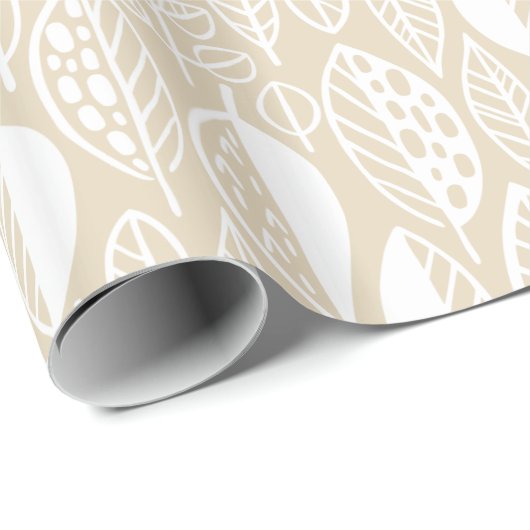 Blatt-Blatt-Muster Weiß ID495 Geschenkpapier (Rolleneckpunkt)