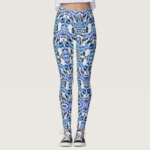 Blatt Blau gerollt Leggings