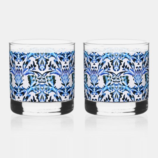 Blatt Blau gerollt Whiskyglas (Vorderseite)