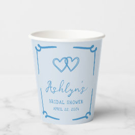 Blatt Blue Heart Brautparty Papier Cups Pappbecher