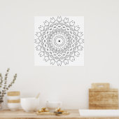 Blatt-Blütenblatt-Mandala-Malvorlage mit Sternenke Poster (Küche)