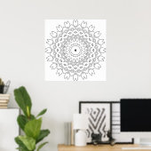 Blatt-Blütenblatt-Mandala-Malvorlage mit Sternenke Poster (Heimbüro)