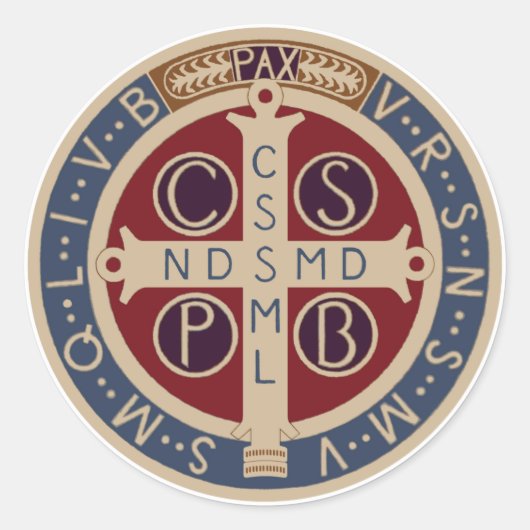 Blatt der Medaille von St. Benedict Runder Aufkleber (Vorderseite)