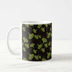 Blatt des Ginkgo Schwarz Muster Kaffeetasse