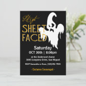 Blatt Faced Halloween-Party Einladung (Stehend Vorderseite)