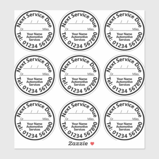 Blatt für den nächsten Auto-Service wegen der Aufk Aufkleber (Blatt)