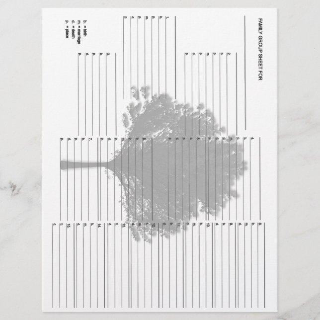 Blatt für die Gruppe (Vorderseite)