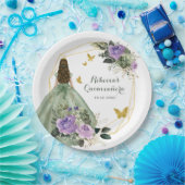 Blatt für grünes Lila Quinceañera Pappteller (Party)