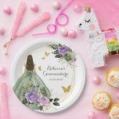 Blatt für grünes Lila Quinceañera Pappteller (Party)