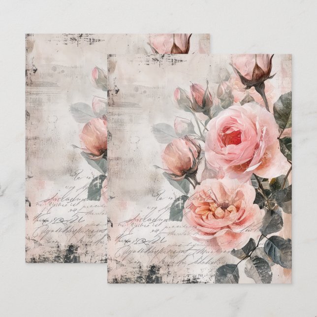 Blatt für Vintage Paris-Rose (Vorne/Hinten)