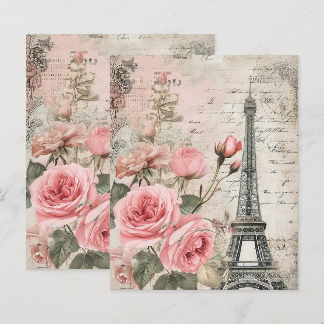 Blatt für Vintage Paris-Rose (Vorne/Hinten)