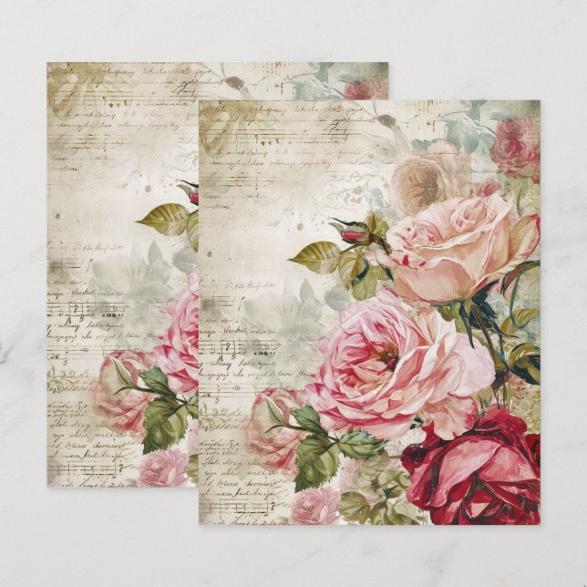 Blatt für Vintage Paris-Rose (Vorne/Hinten)