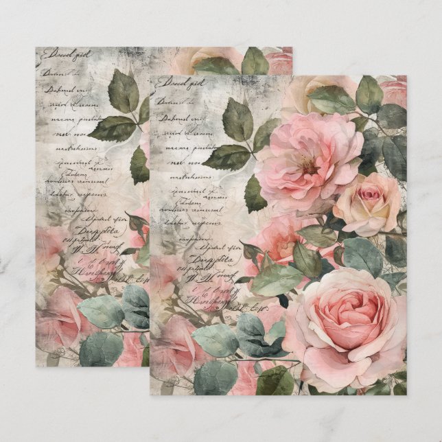 Blatt für Vintage Paris-Rose (Vorne/Hinten)