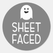 Blatt gegenüber Funny Halloween Party mit Niedlich Runder Aufkleber (Vorderseite)