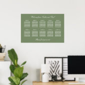 Blatt Green 10 Table Wedding Seating Chart Poster (Heimbüro)